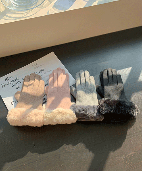 roody fur gloves - 울70
