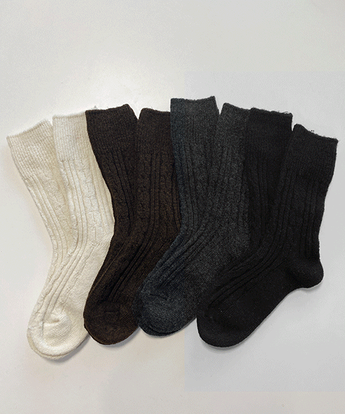 cable wool socks - 4color