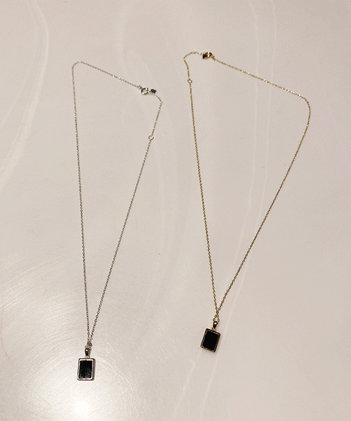 square onyx silver necklace (silver92.5)